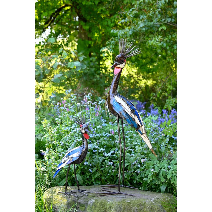 Swahili | AFRICAN MODERN - Wholesale Sculpture - Crowned Crane Recycled Metal Garden Sculptures2
