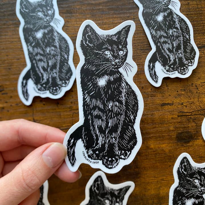 Black Kitten - Sticker for wholesale by Made By Cora Wren