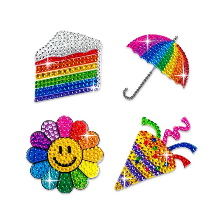Happiness Set of 4 2" Rhinestone Stickers for wholesale by StickerBeans