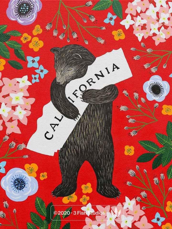 "Jeg elsker dig, Californien" Rød Print for engroshandel hos 3 Fish Studios