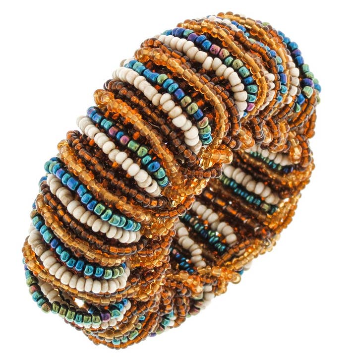 7" colorful handmade glass seed beads bangle cuff bracelet, many colors for wholesale by FifiRose