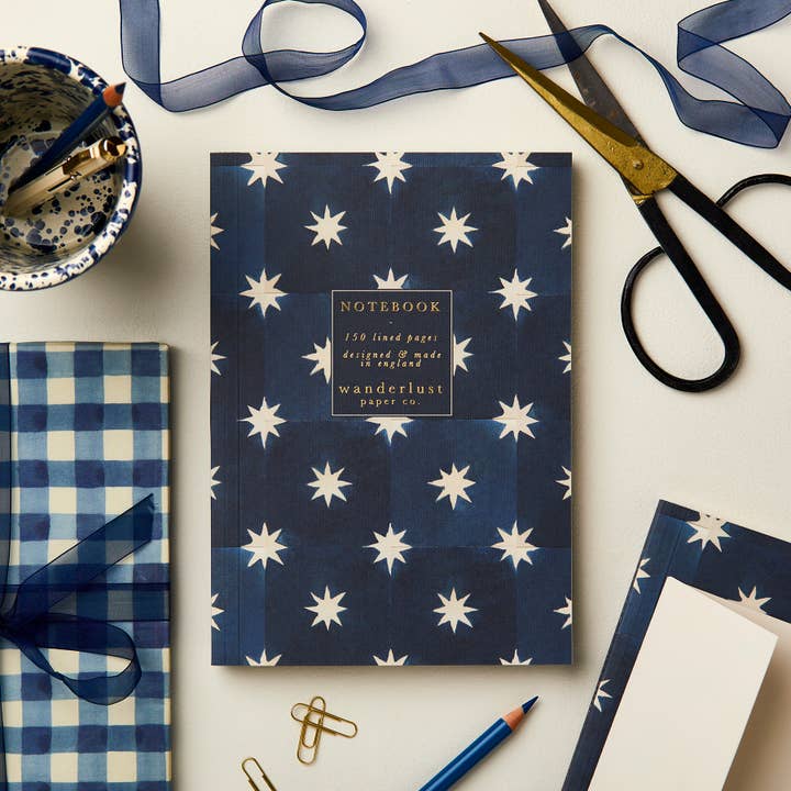 Navy Star Notebook for wholesale by Wanderlust Paper Co