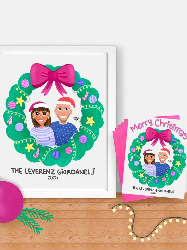 Duo - Christmas Custom Illustration Bundle (Print + 5 Cards) - LIMITED EDITION for wholesale by Giordanelli Art