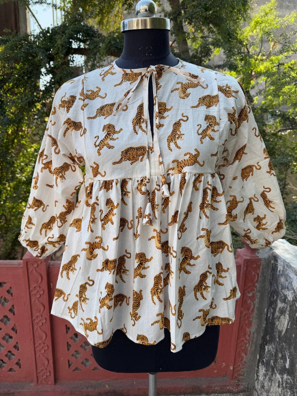 GYPSY STUDIO - Vente Robe – femme - Robe courte décontractée en coton à imprimé tigre pour femme1