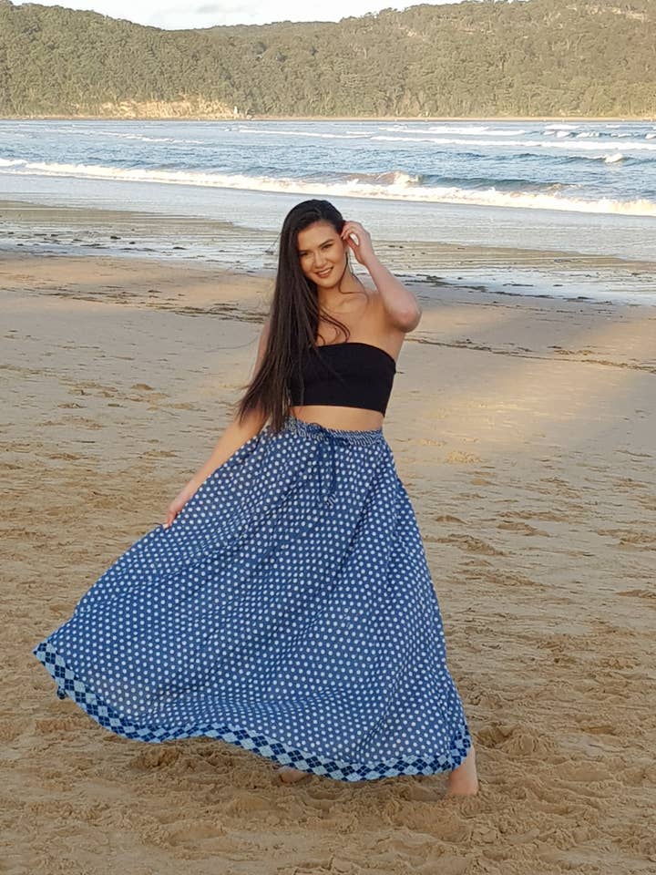 EeshaBoutique Australia - Wholesale Skirt – Women’s - Gypsy Style Indian Cotton Hand Block Printed Skirt5