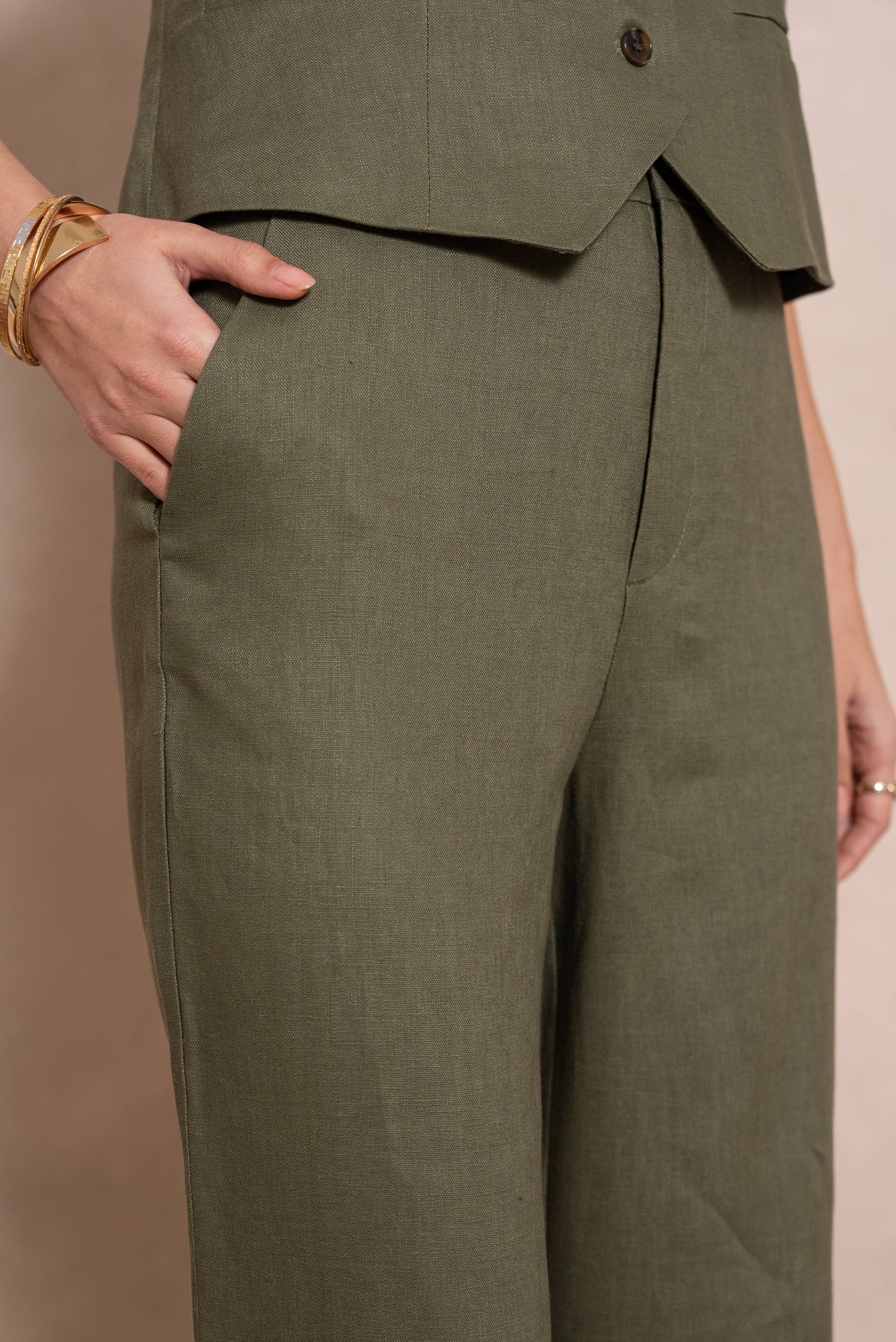 Attentif Paris - Wholesale Pants - Women's - [Linen] Plain straight trousers in premium quality linen31