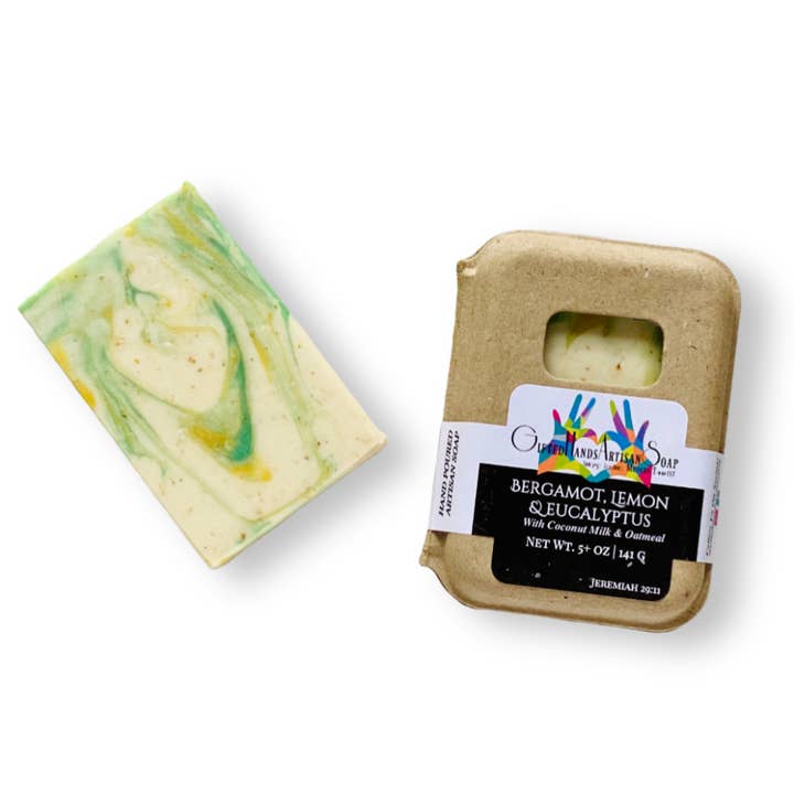 Bergamot, Eucalyptus & Lemon with Oatmeal and Coconut Milk for wholesale by Gifted Hands Artisan Soap