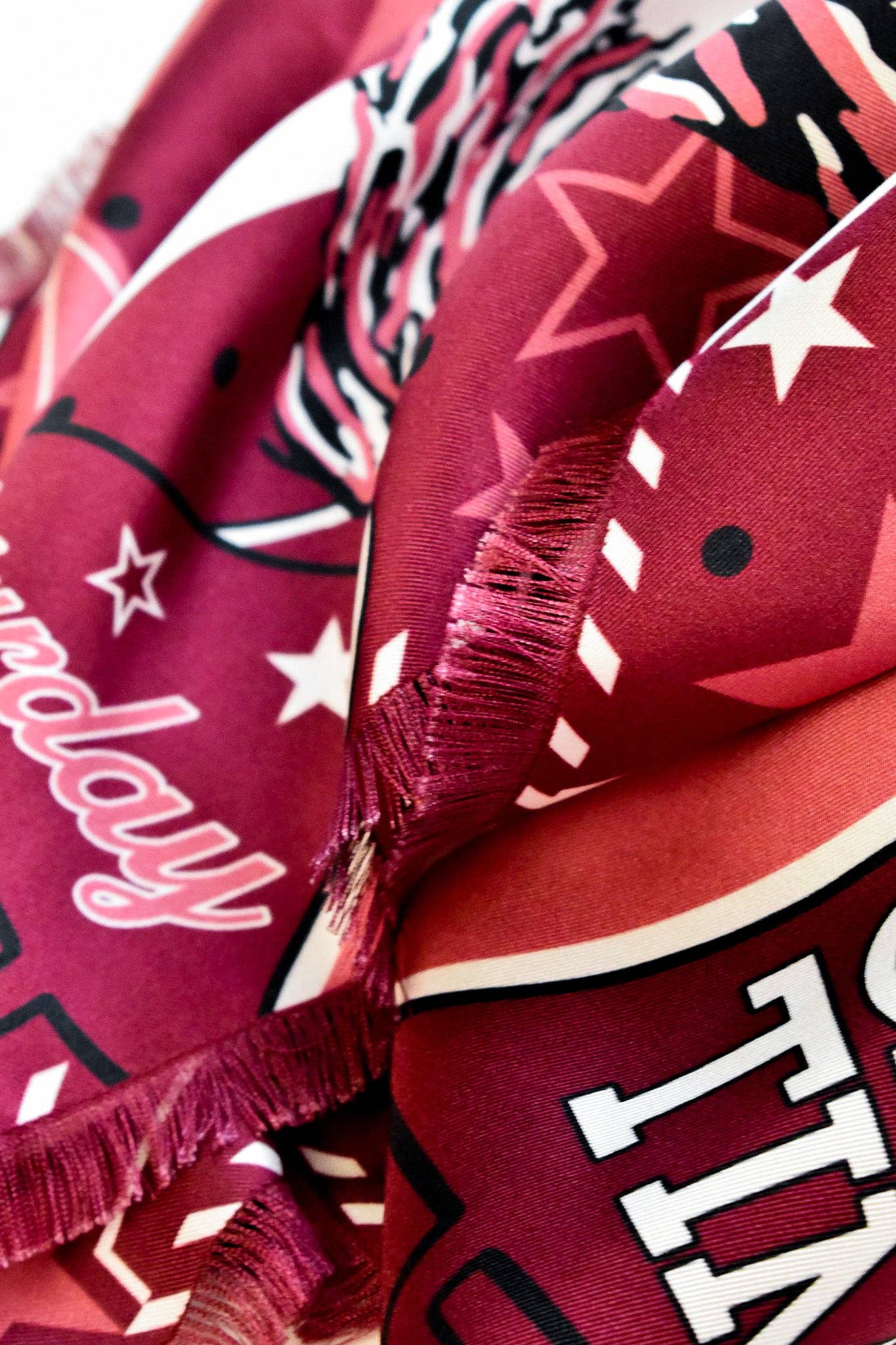 Saturday Silks - Wholesale Scarf - Women's - Maroon Fringed Spirit Scarf™2