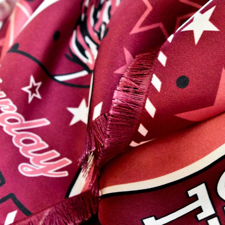 Saturday Silks - Wholesale Scarf - Women's - Maroon Fringed Spirit Scarf™2