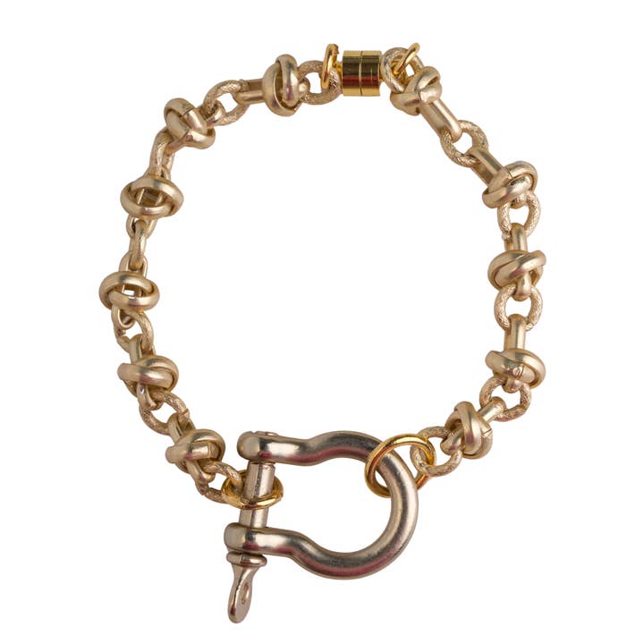 Knot Gold Chain & Stirrup Bracelet for wholesale by ali & bird jewelry