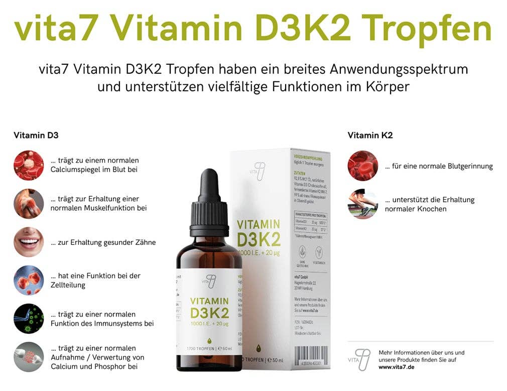 vita7 - Wholesale Oral Supplement/Vitamin - Vitamin D3K2 drops, best before date 24.01.2024, 50 ml1