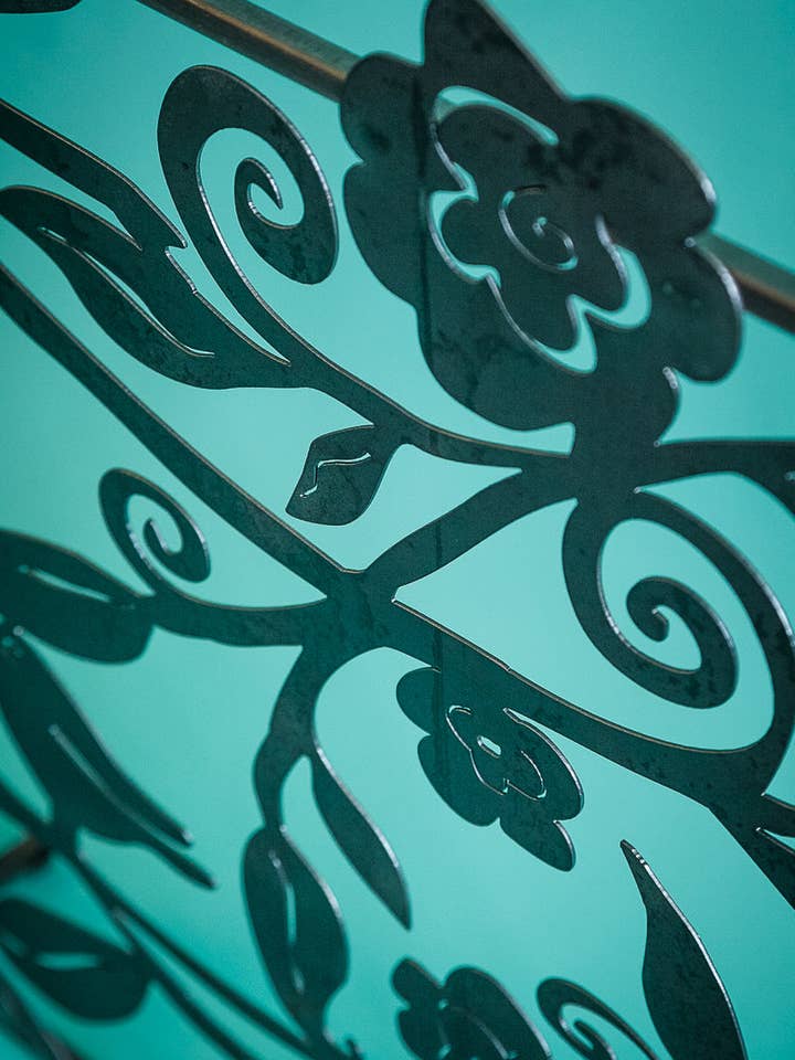 Funky Floral Fireplace Screen for wholesale by Garden Deva Sculpture Co.