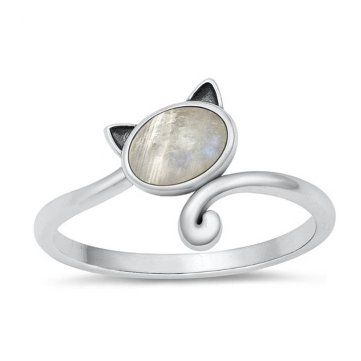 R-107 Cat with Moonstone Ring for wholesale by Moonrise Jewelry