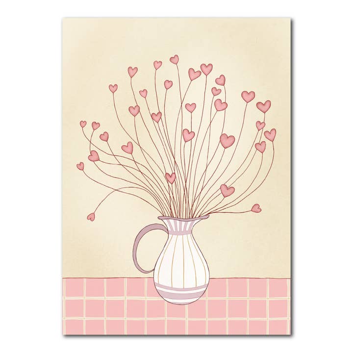Studio Kvinna - Venta al por mayor Tarjetas de amor - Jarrón con corazones | Tarjeta postal