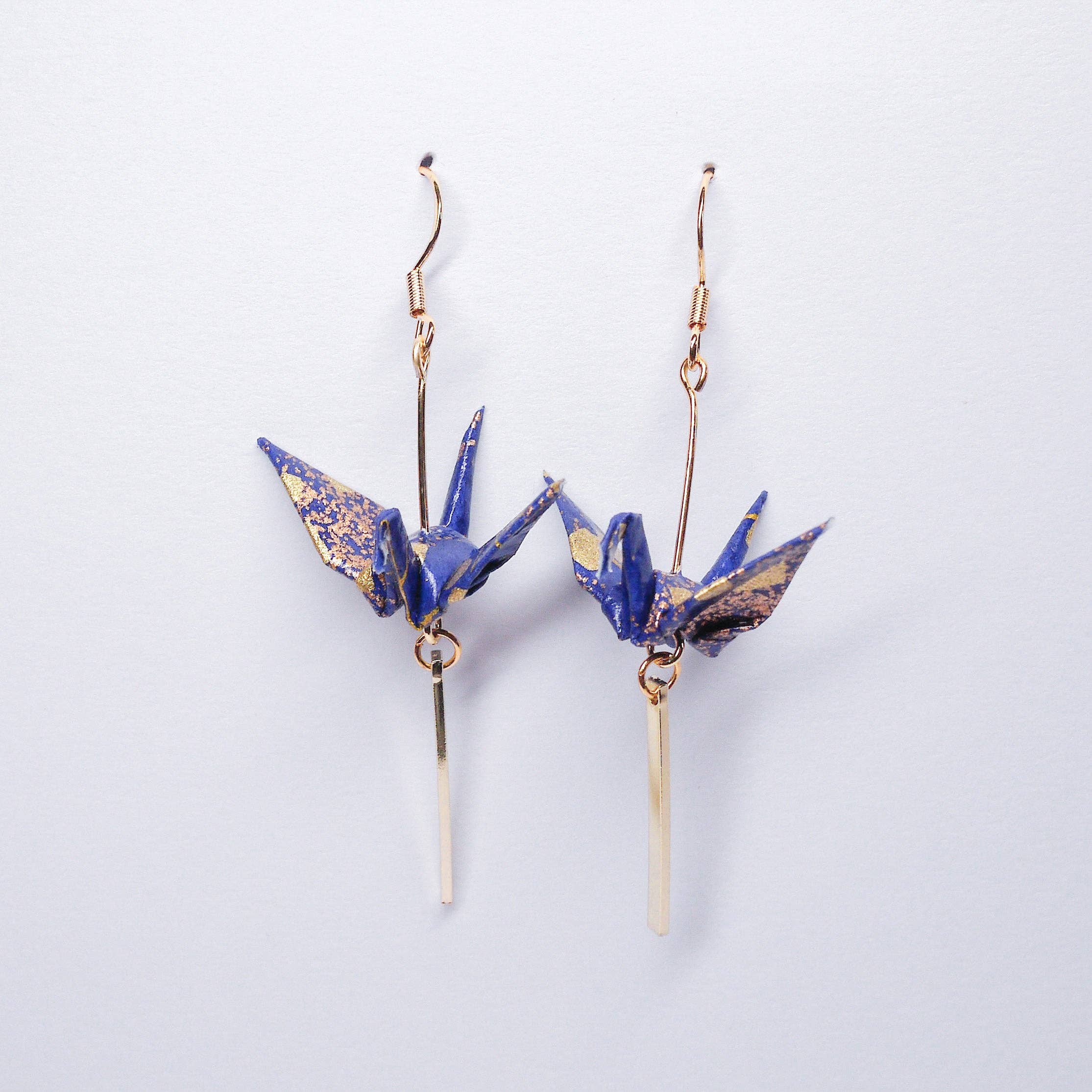 Kamyi.Art Origami Designs - Wholesale Dangle Earrings - Crane and Bar Earrings in Gold8