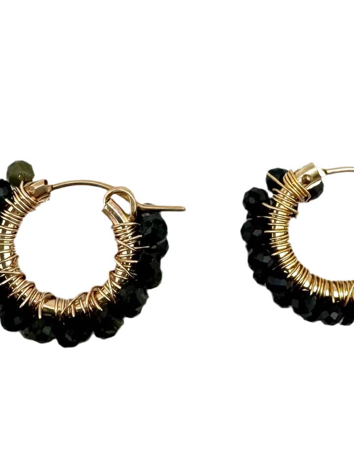 Diddi beaded hoop - black spinel for wholesale by In2 design