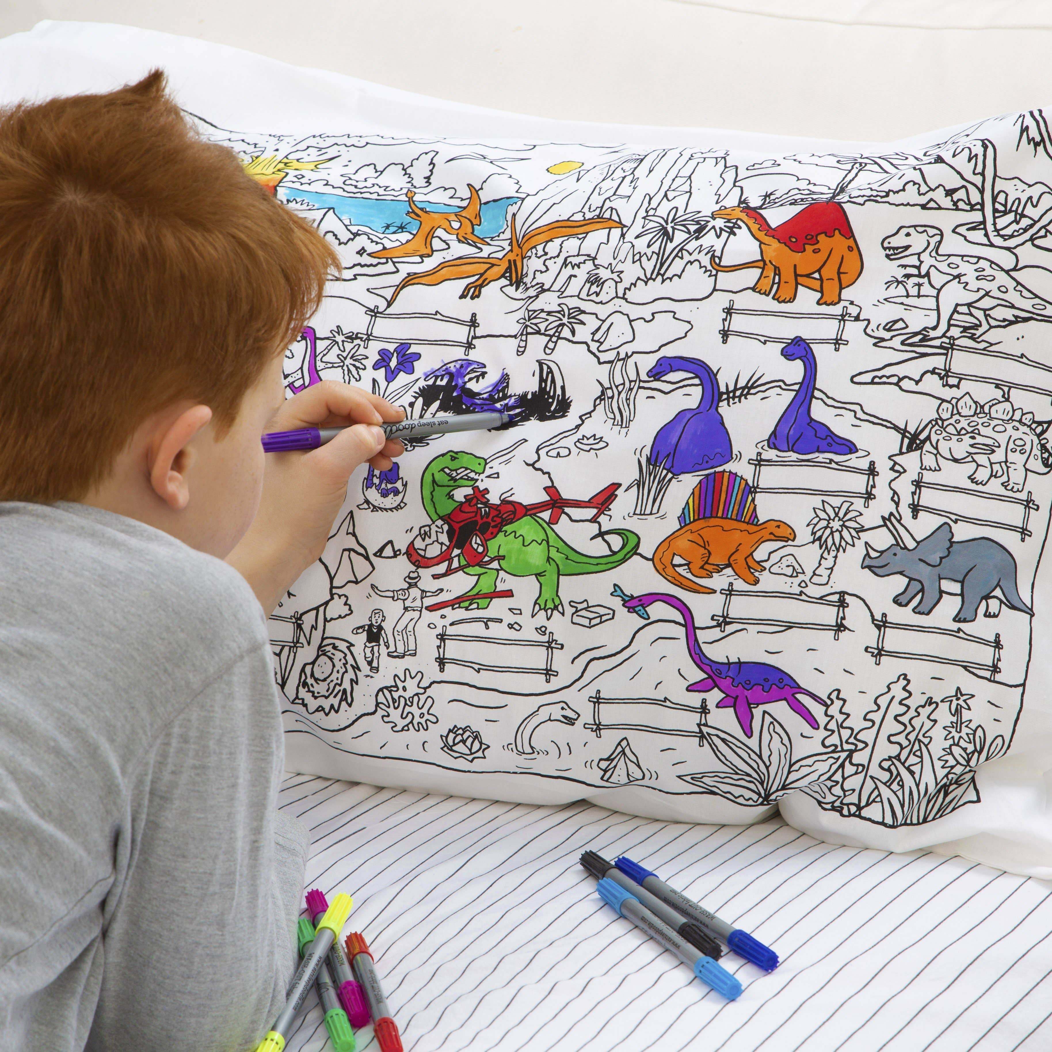 eatsleepdoodle - UK - Wholesale Bedding Pillowcase/Sham - Kids & Baby - Dinosaur Pillowcase - DIY Colouring Kit1