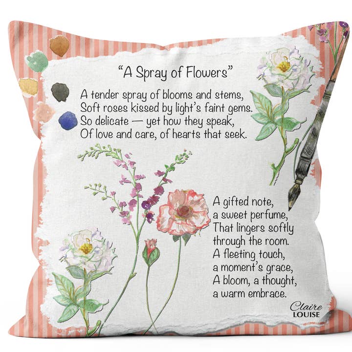 Un jeté de fleurs Coussin - Le poème peint pour la vente par Claire Louise