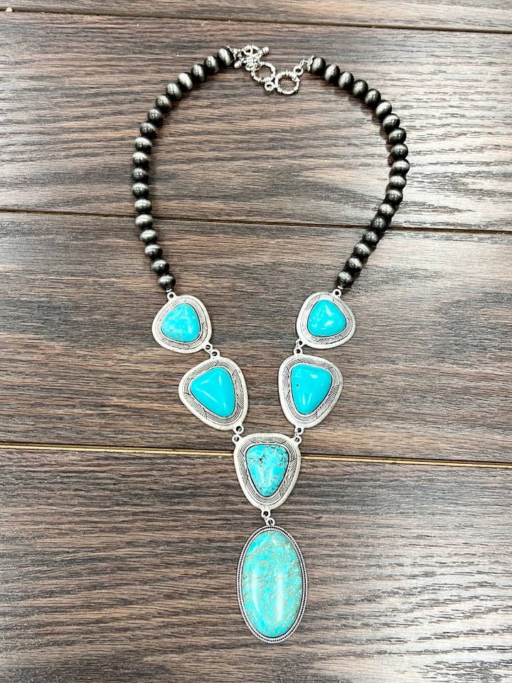 735841, 22" Håndlavet Navajo Turkis Halskæde for engroshandel hos ISAC Trading Inc