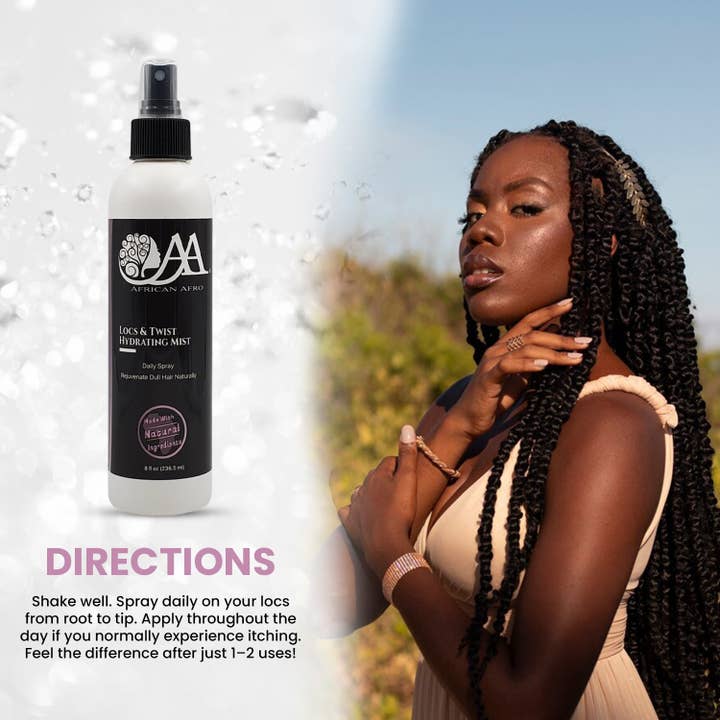 African Afro - Venta al por mayor Sprays para el pelo - Rocío hidratante Locs and Twist | Spray refrescante para rastas, trenzas y trenzas | (8 oz, paquete de 12)