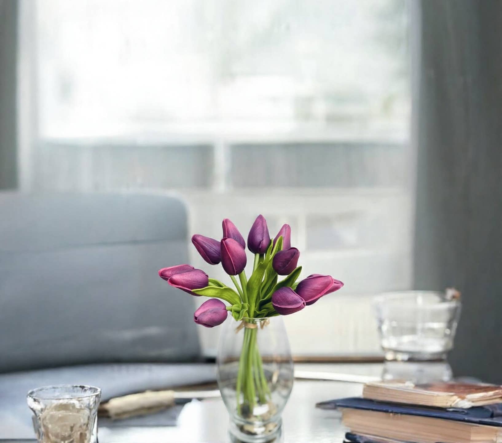 Angel Isabella - Wholesale Artificial Flowers - 1 Dozen Real Touch Tulip Bud bouquet-10.5"2