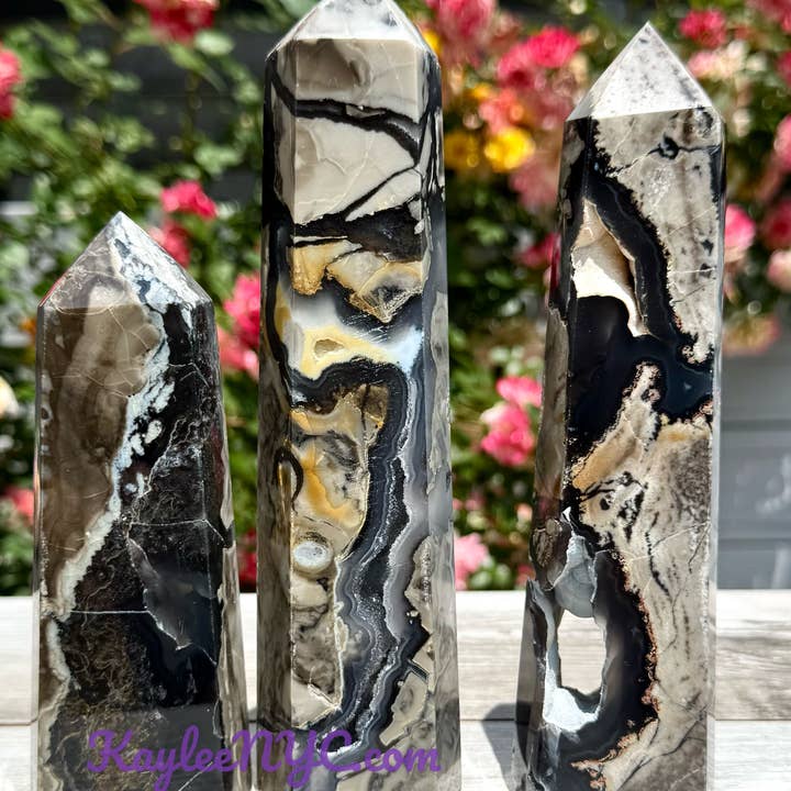 3-4 PCs large Natural Volcano Agate Obelisk Tower Point for wholesale by KayleeNYC