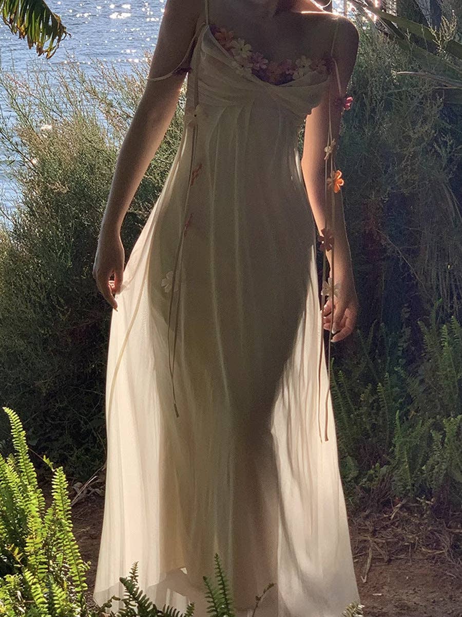 Creme Hvid Acetat Slipkjole Æterisk Luksuriøs Ferieklar #2 for engroshandel på Faire7