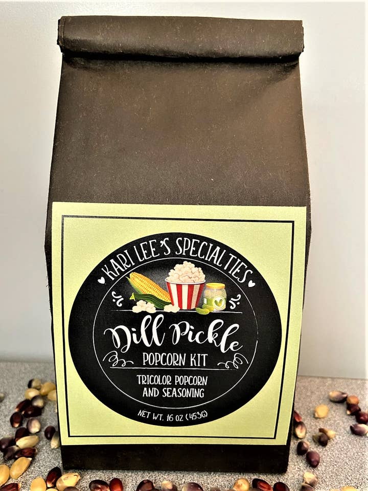 Dill Pickle Popcorn Kit for wholesale by Kari Lee's Specialties