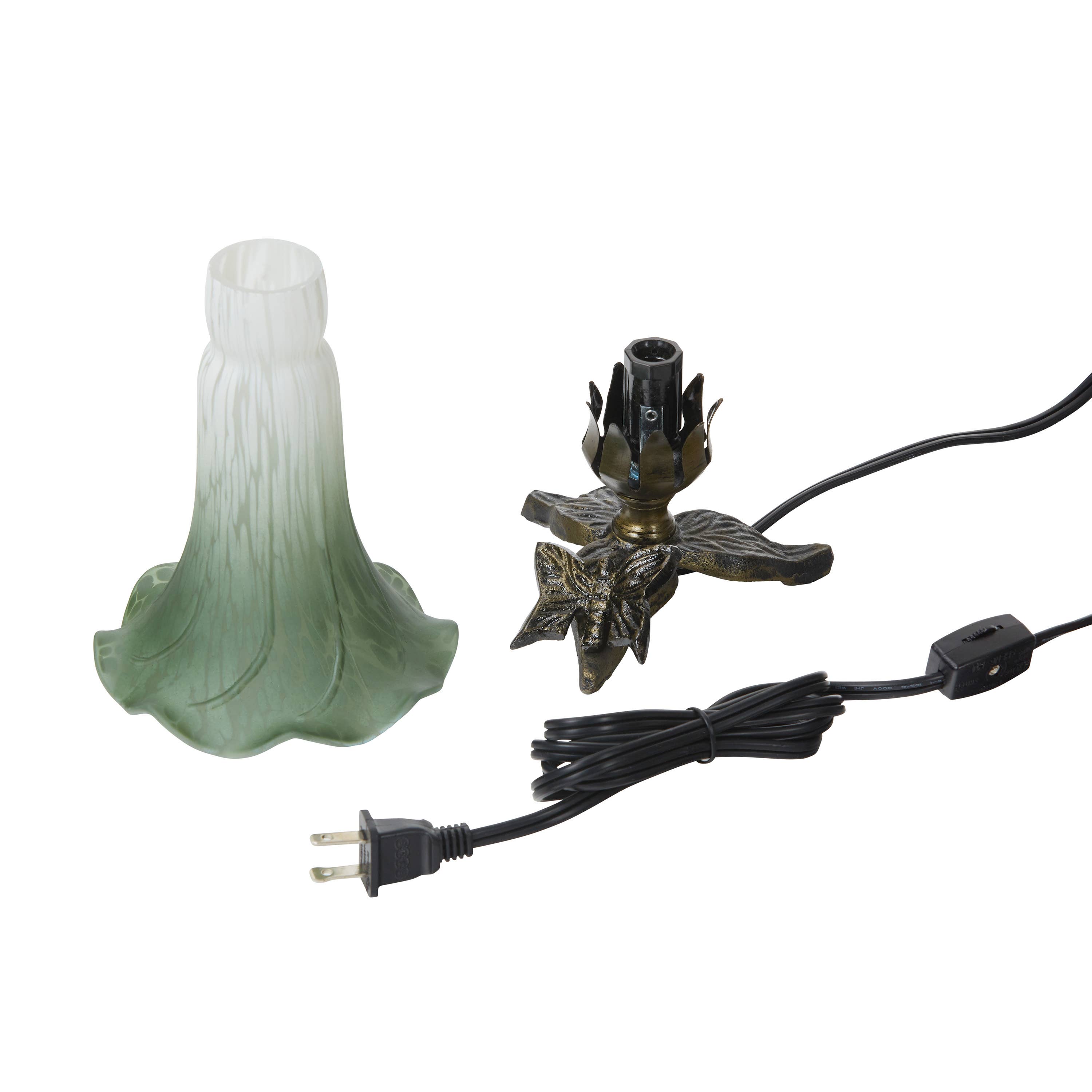 River of Goods - Wholesale Accent/Desk Lamp - 8"H White & Green Lily Glass Butterfly Accent Lamp11