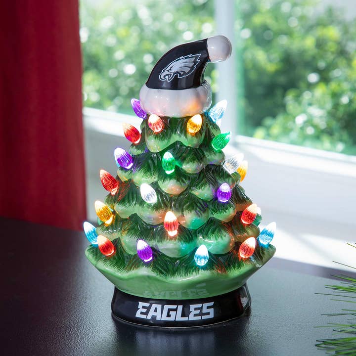 8" LED Ceramic Christmas Tree, Philadelphia Eagles for wholesale by Evergreen Enterprises