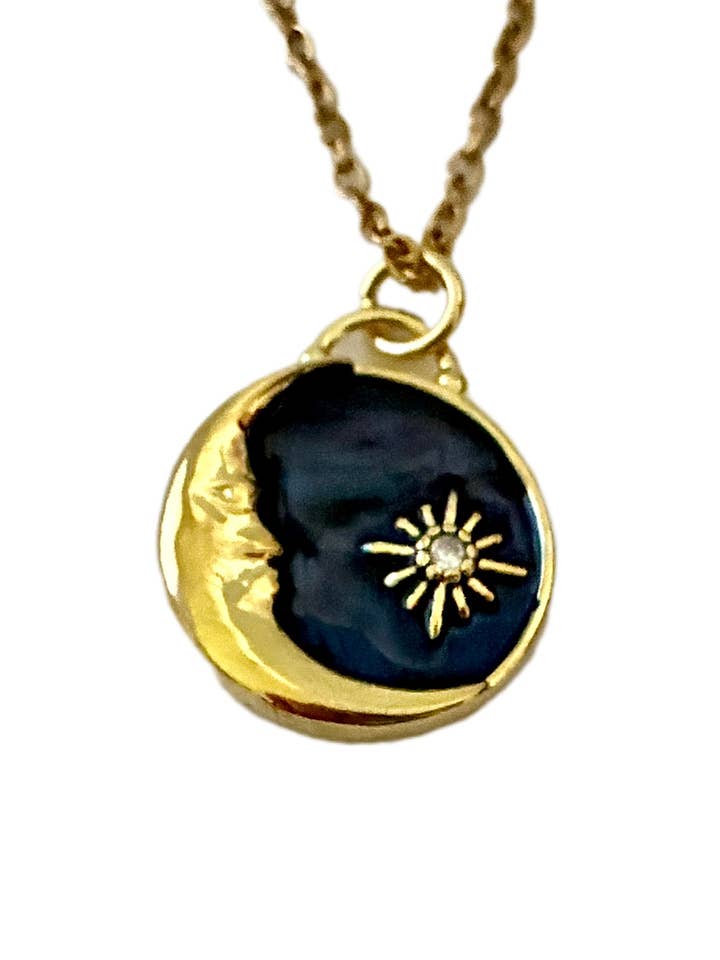 Enamel Blue Moon with Star Necklace for wholesale by Dreamspirit