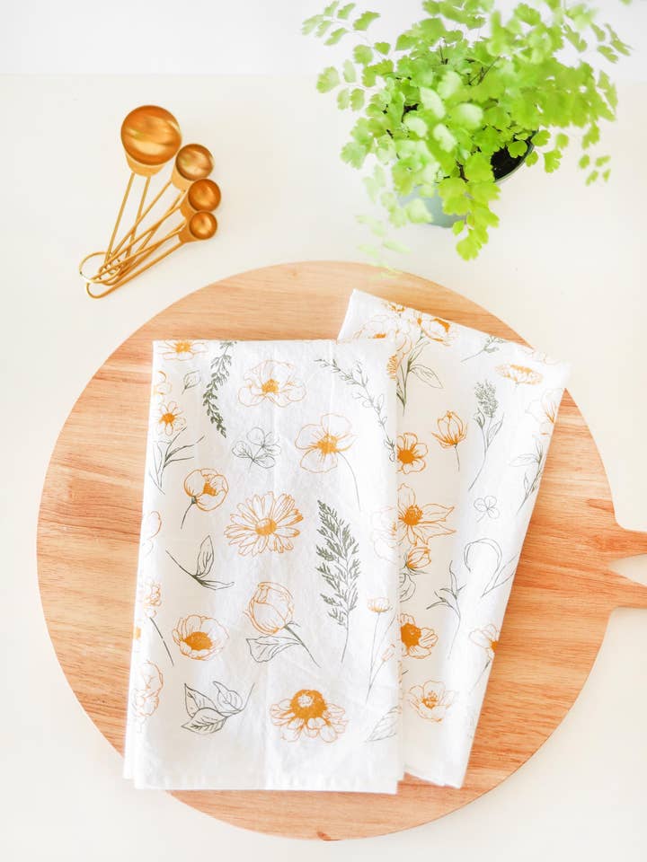 Flower Garden Tea Towel for wholesale by Highland Ridge | Handmade Home Decor