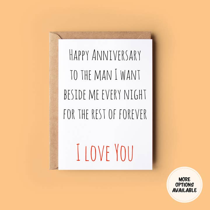 Beside Me For The Rest Of Forever - Anniversary Card for wholesale by Wonky Cards