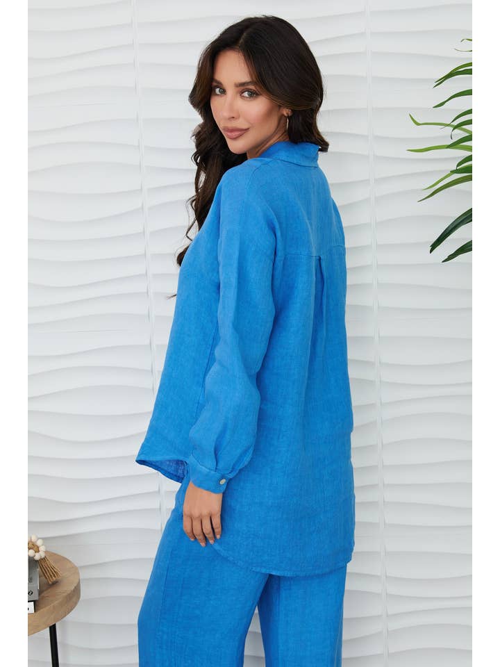 MILIO MILANO - Wholesale Button Down Shirt - Women's - LINEN LONG SLEEVE HI-LO BUTTON DOWN TOP (707015B-LONGSLV)10