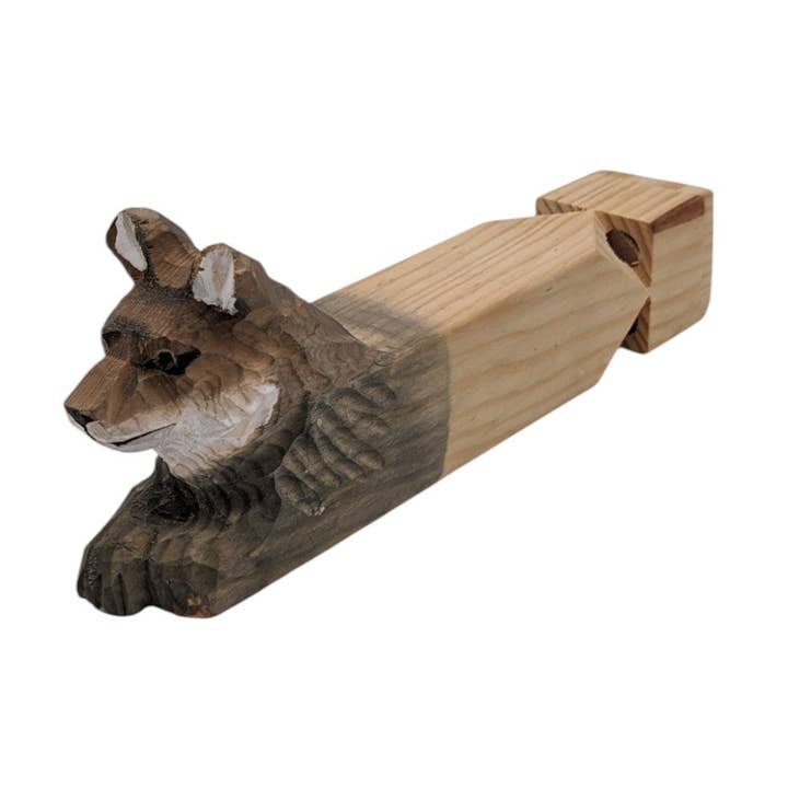 Crossroads Distributing - Wholesale Wood Toy - Kids - Hand Carved Wolf Wood Whistle0
