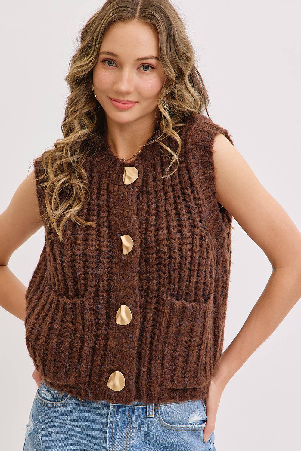 Sweet Lovely by Jen - Wholesale Knit Sweater - Women's - CHUNK SWEATER KNIT VEST 34