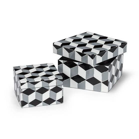 Ensemble de 2 boîtes carrées en mosaïque - Gris - 3 et 4 pouces carrés - Liquidation pour la vente par Abbott
