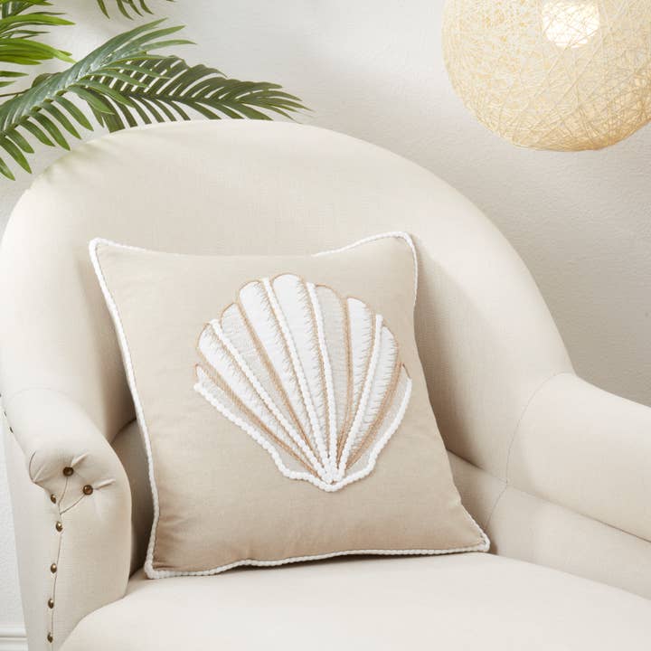 Saro Lifestyle - Wholesale Throw/Decorative Pillow - Sandy Shore Seashell Throw Pillow