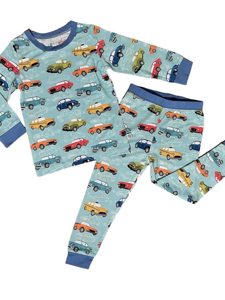 LollyBerry - Wholesale Sleepwear Set - Kids - Vintage Cars Bamboo PJ Two Piece Set1