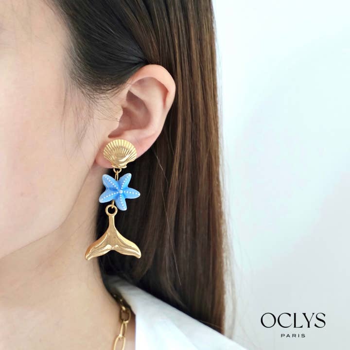 Brincos pendentes em aço inoxidável com tema marinho por atacado de Oclys