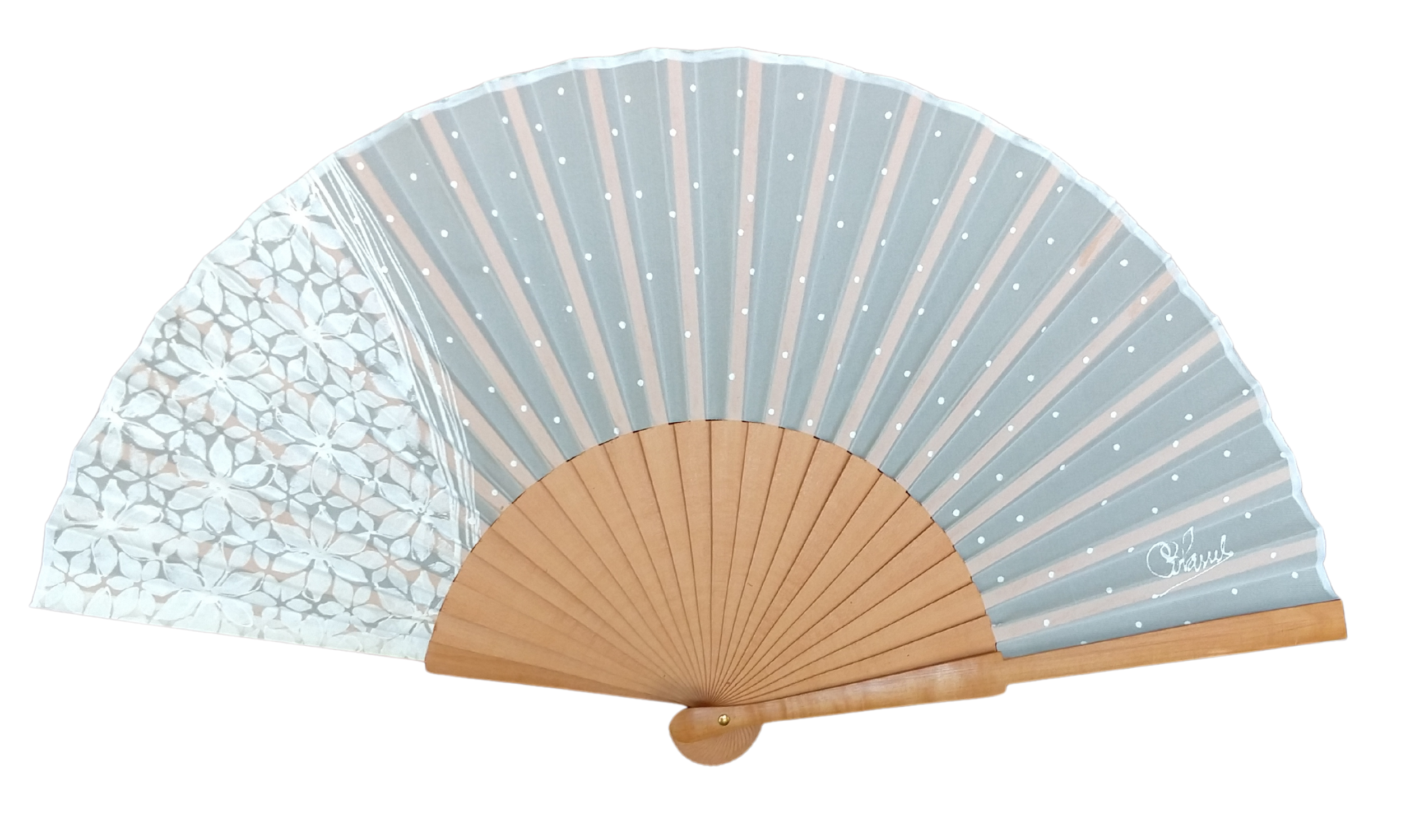 CONCHA BLANCH - Venta al por mayor Ventilador plegable de mano - Abanico blanco de seda natural pintado a mano para novia0