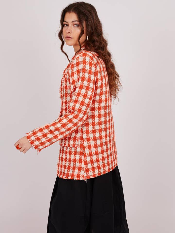 orange Tweed fabric blazer for wholesale on Faire