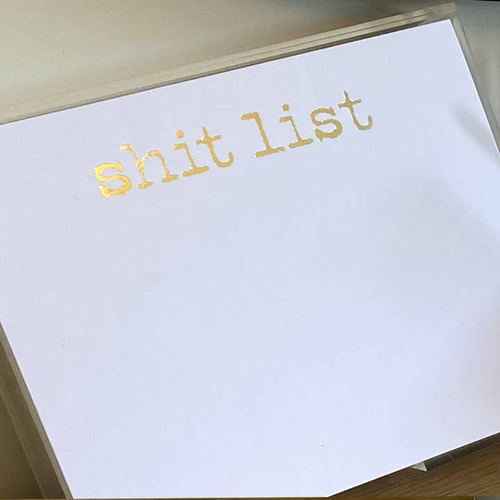 Black Ink - Wholesale Notepad - Large Gold Foil Shit List Notepad