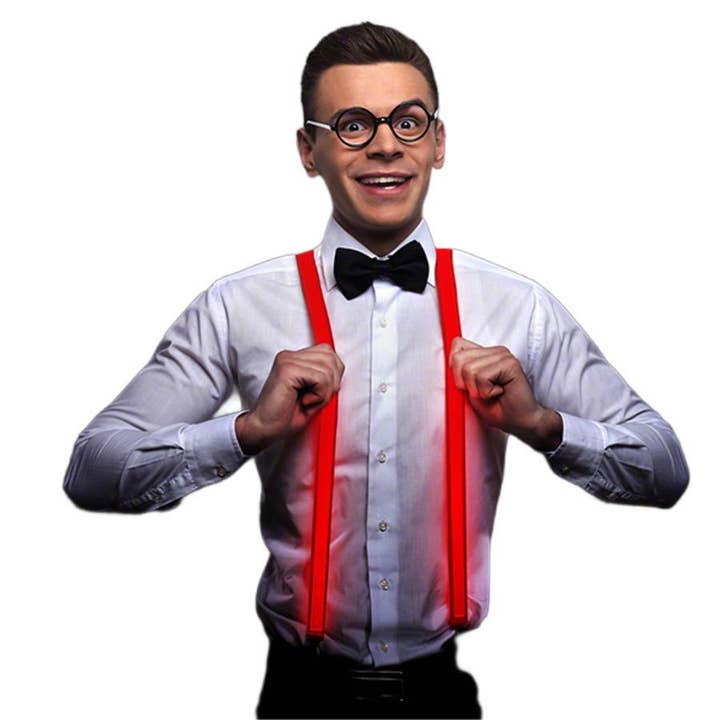 Red LED Suspenders for wholesale by Blinkee.com, LLC
