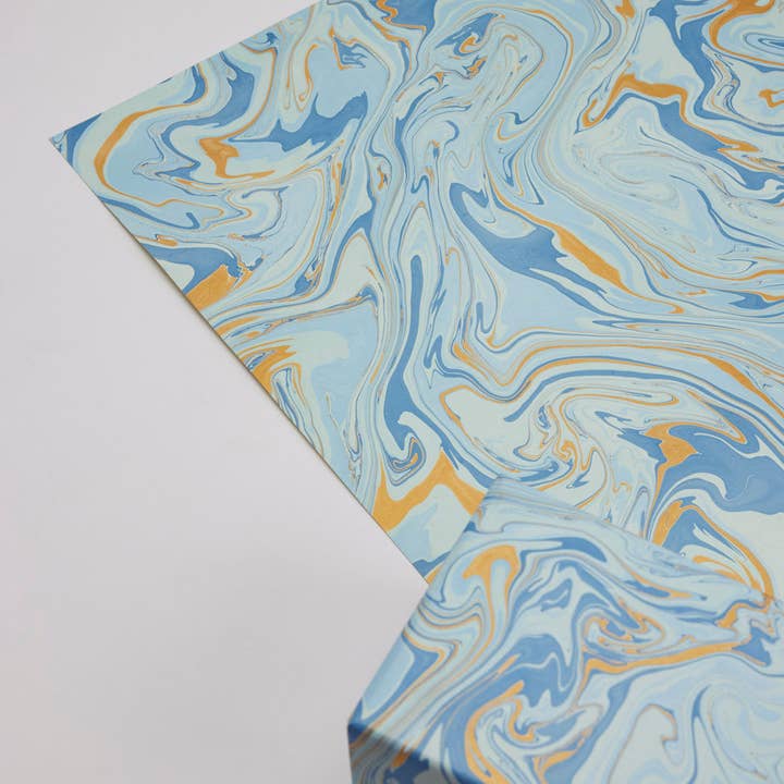 Paper Mirchi – wholesale Omslagspapper – Handmarmorerade presentpappersark - Free Spirit Summer Sky1