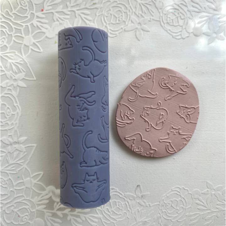 Rouleau de texture Playful Cats /Rouleau en argile polymère pour la vente par EllaRaeMouldsVinyls