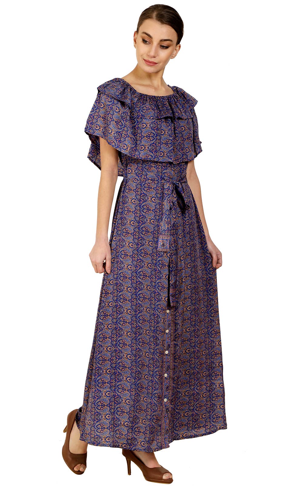 Wevez - Wholesale Dress - Women's - Women's Off Shoulder Floral Print Boho Beach Long Maxi Dress5