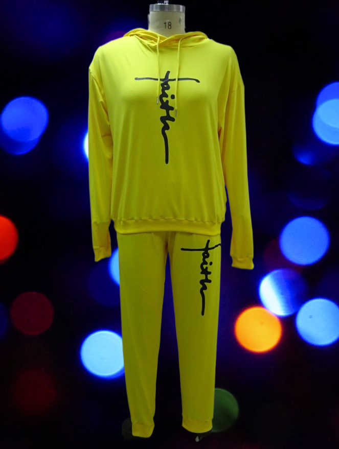 KaraChic - Wholesale Lounge Set - Women's - Women's "FAITH" Print Stylish & Trendy Jogging Set - 221253