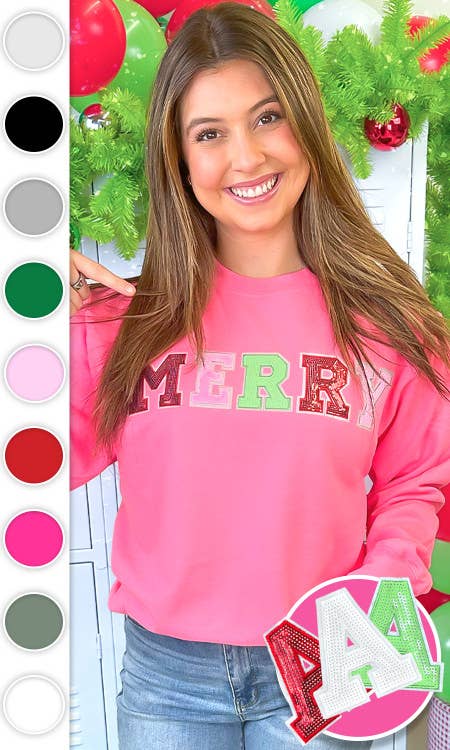 Sugar Stitch - Wholesale Sweatshirt - Women's - Merry Sequin Christmas Graphic Sweatshirt2
