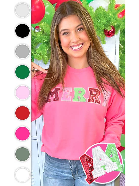 Sugar Stitch - Wholesale Sweatshirt - Women's - Merry Sequin Christmas Graphic Sweatshirt2